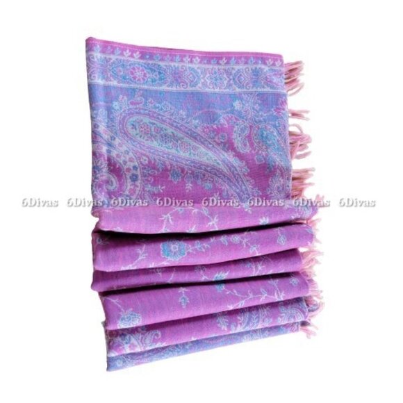 Large Oversize Wrap Around Light Pink Woolen Shawl - Picture 5 of 9